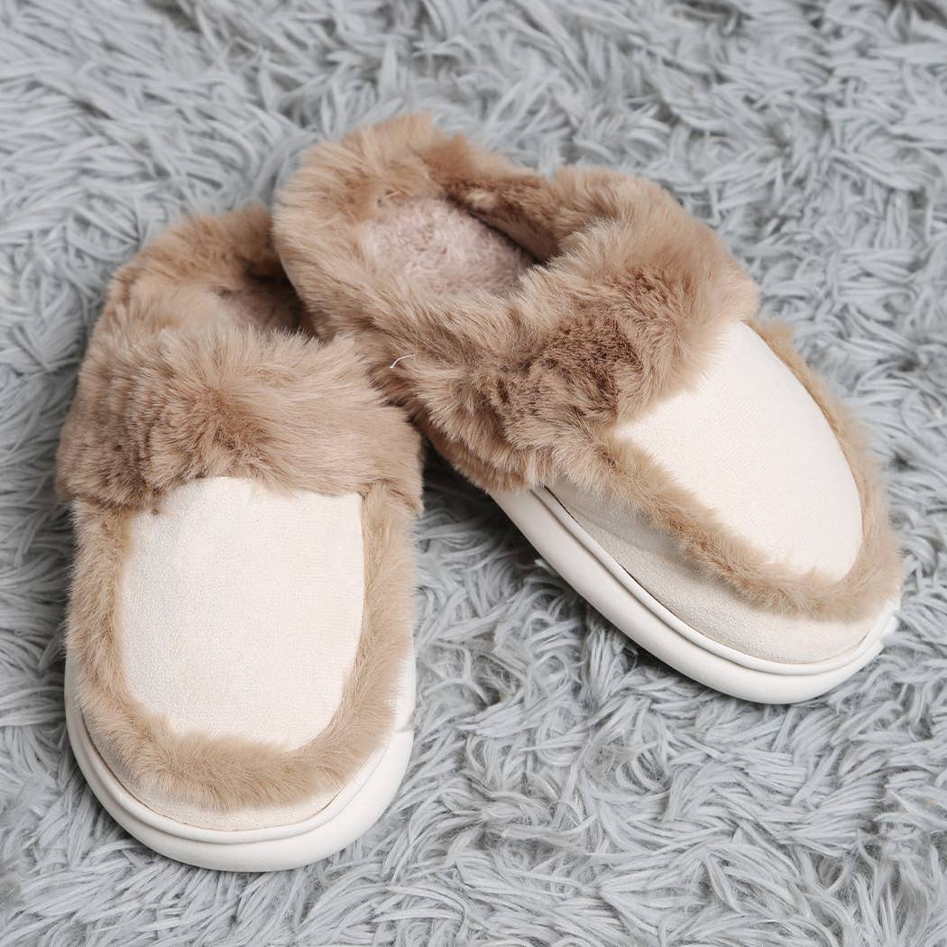 Fashion City Fuzzy Warm Faux Fur & Suede Clog Slippers
