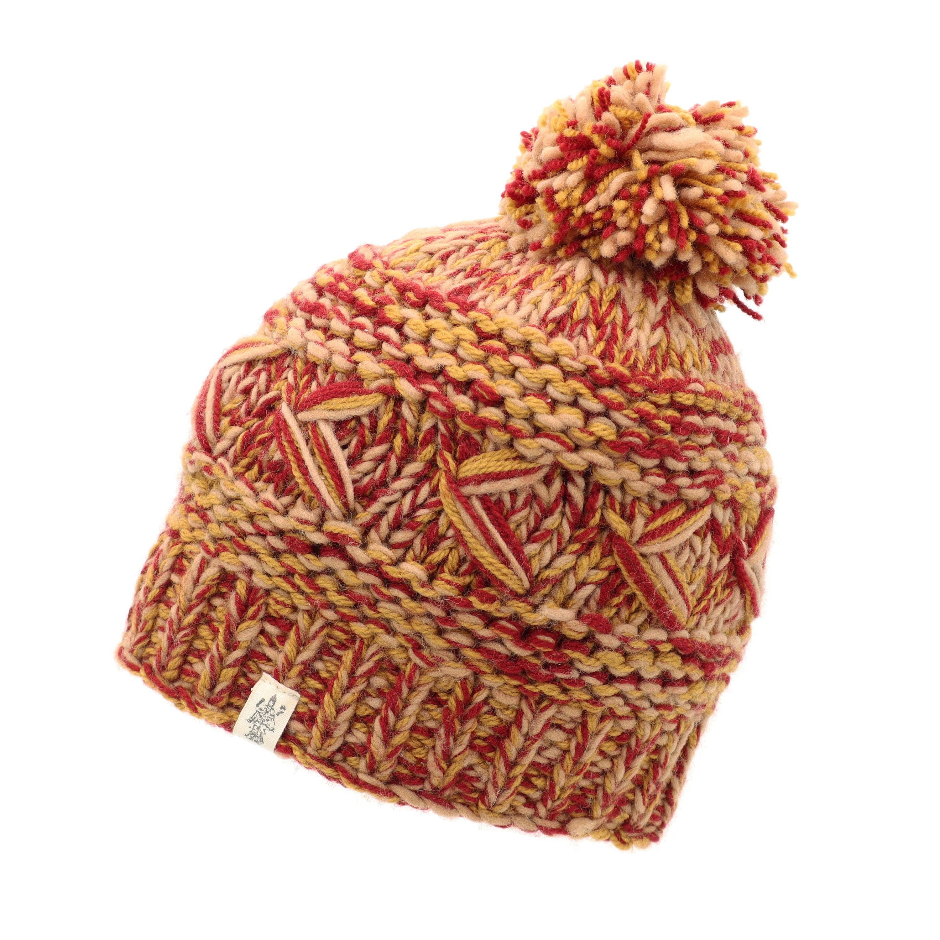 Nirvanna Designs Reverse Cross Hand-Knit Wool Beanie with Pom