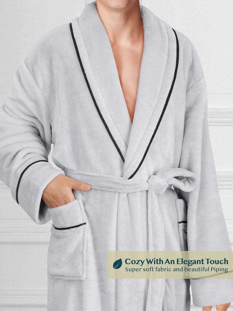 Pavilia Piping Fleece Men's Robe