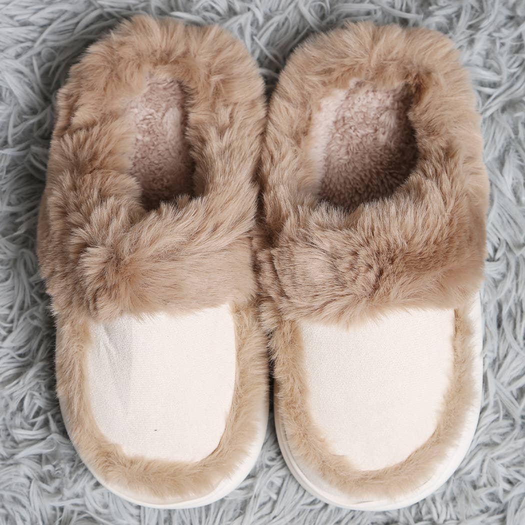 Fashion City Fuzzy Warm Faux Fur & Suede Clog Slippers