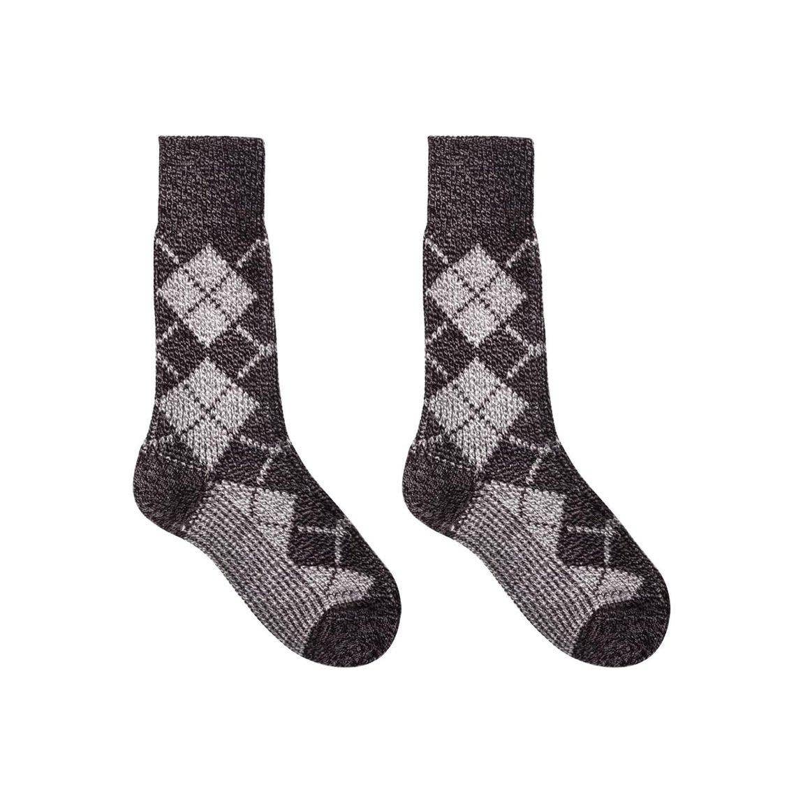 Nordic Wools Vagn Argyle Merino Wool Blend Unisex Socks / Charcoal & Gray