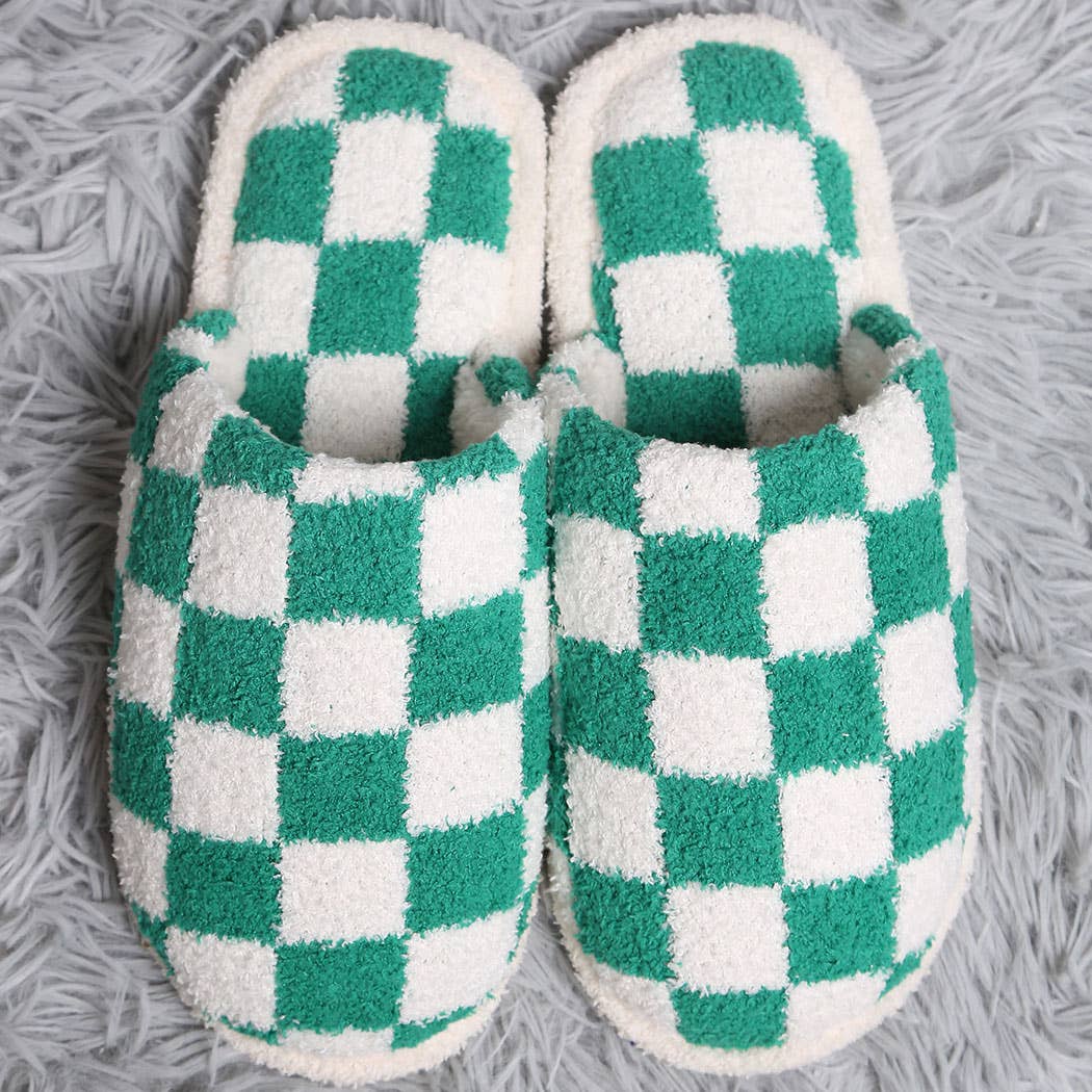 Fashion City Checkerboard Soft Microfiber Mule Slippers
