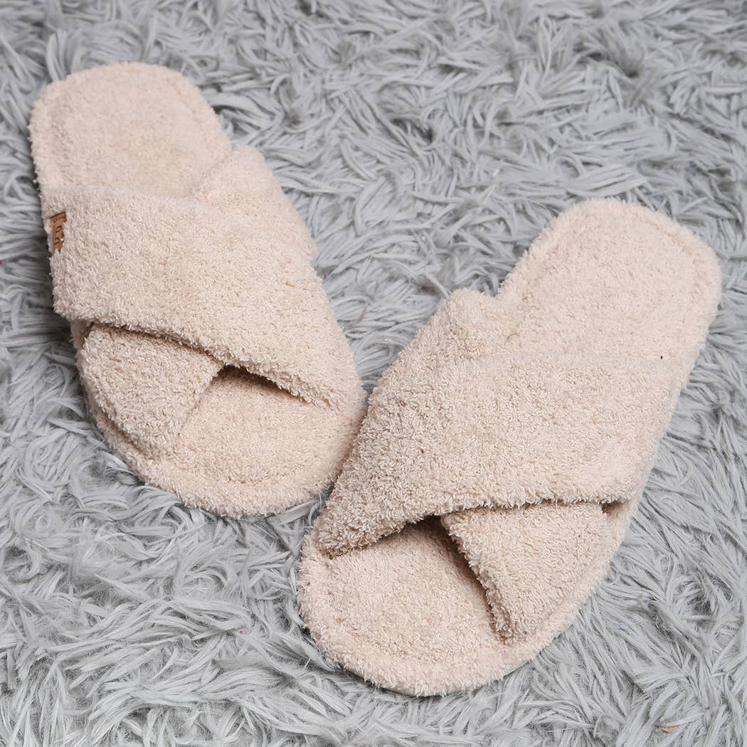 Fashion City Criss Cross Soft Microfiber Slide Slippers