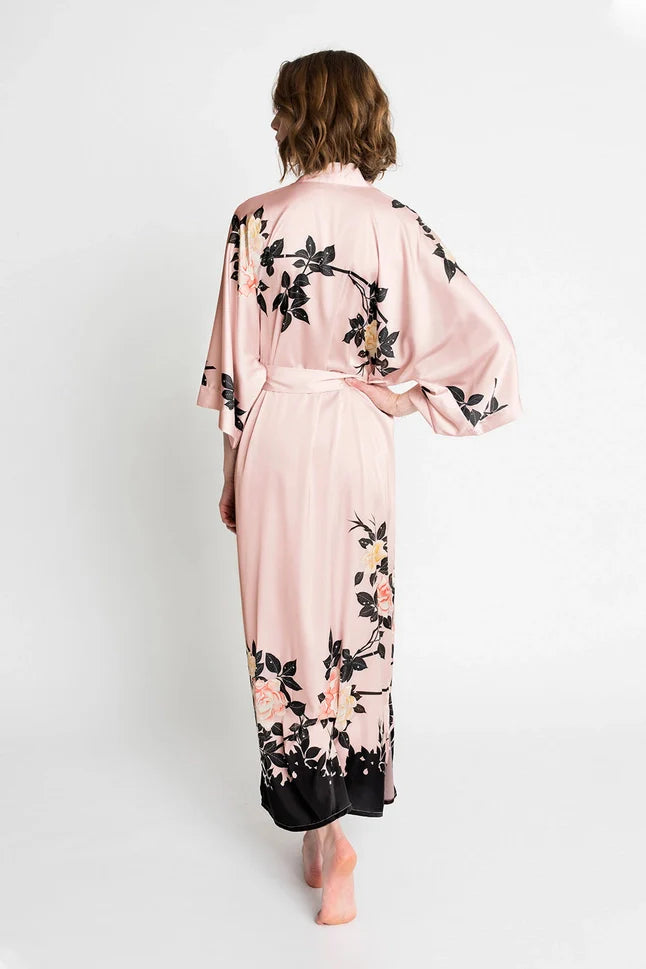 KIM+ONO Blush Rose Women's Long Kimono Robe