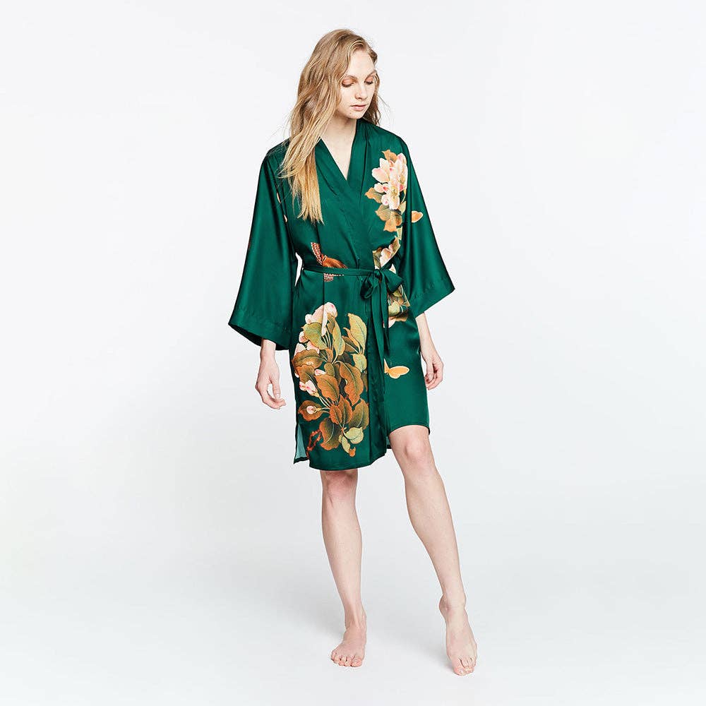 KIM+ONO Peony & Butterfly Women's Short Kimono Robe