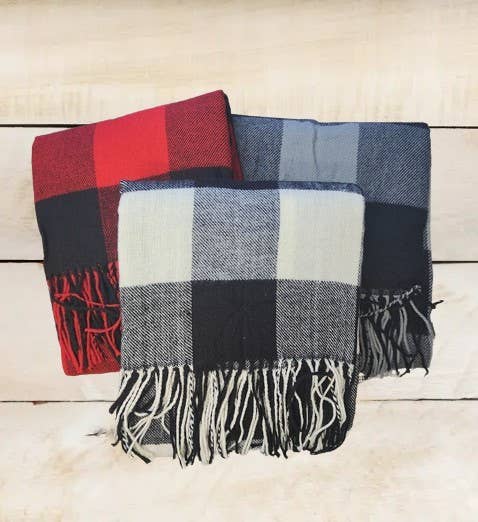 Fennco Styles Buffalo Plaid with Tassel Trim Throw Blanket