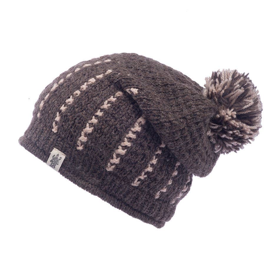 Nirvanna Designs Ferry Hand-Knit Wool Slouch Beanie with Pom