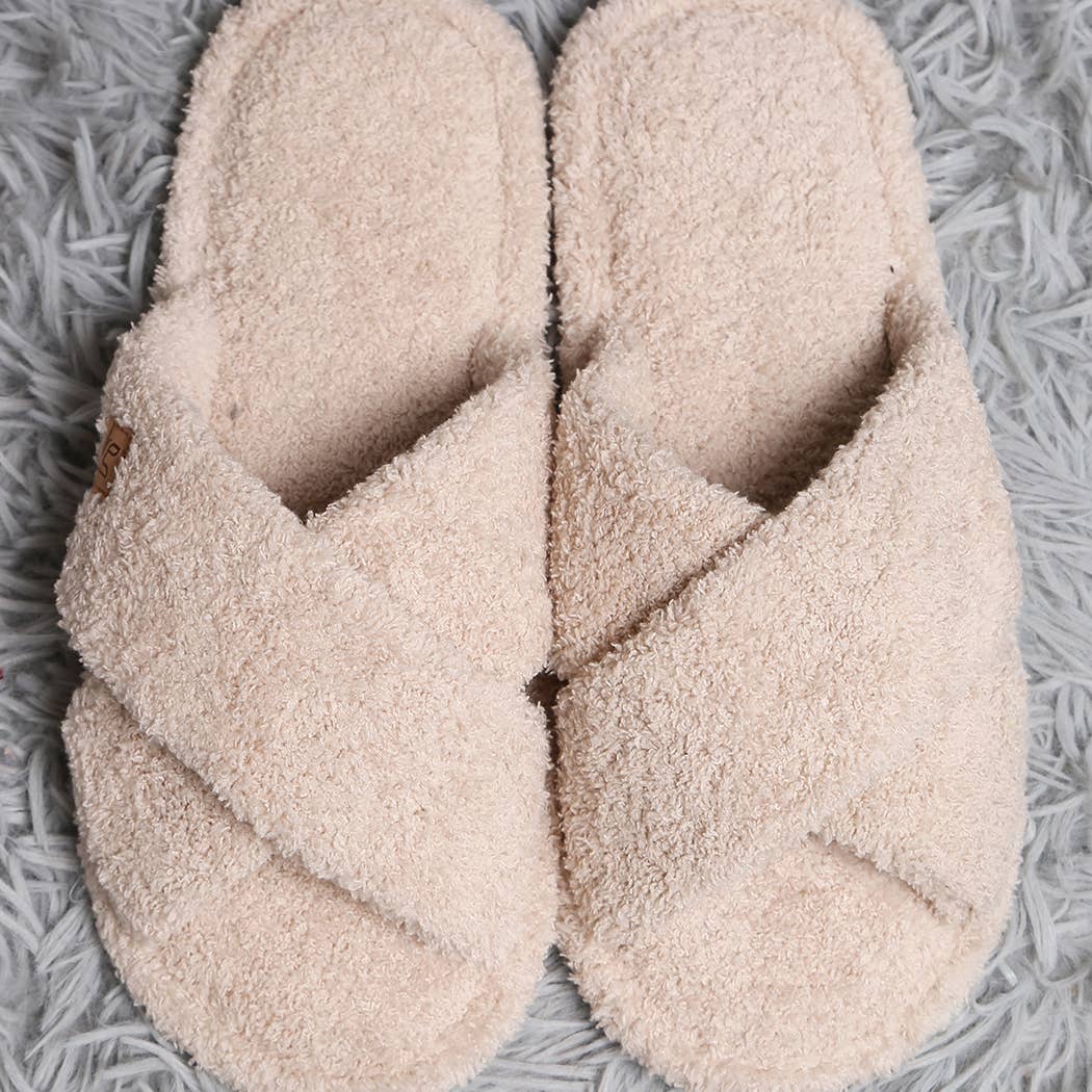 Fashion City Criss Cross Soft Microfiber Slide Slippers