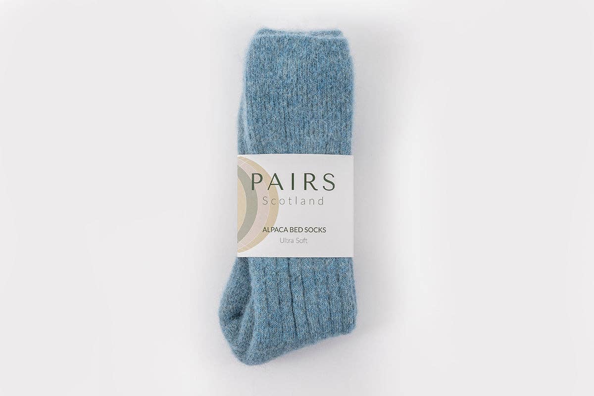 Pairs Scotland Ultra Soft Alpaca Wool Bed Socks / Denim Blue