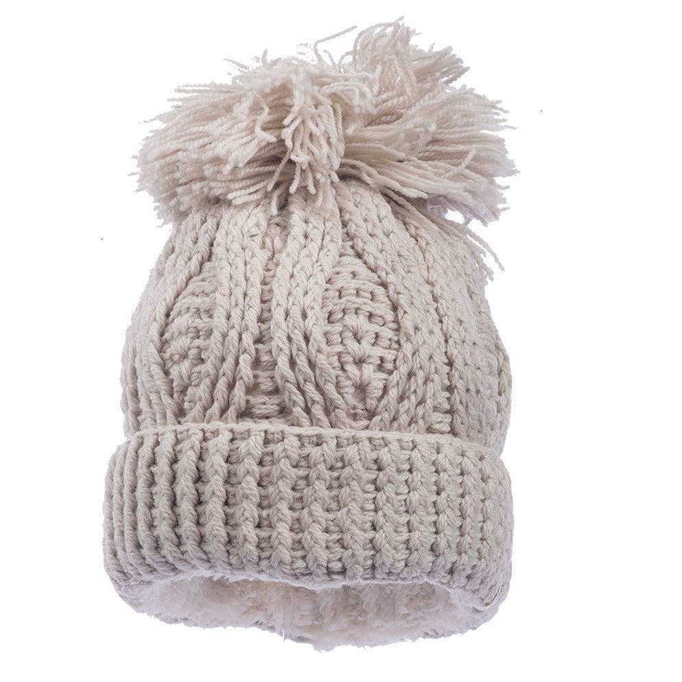 Nirvanna Designs Grand Pom Hand-Knit Wool Beanie