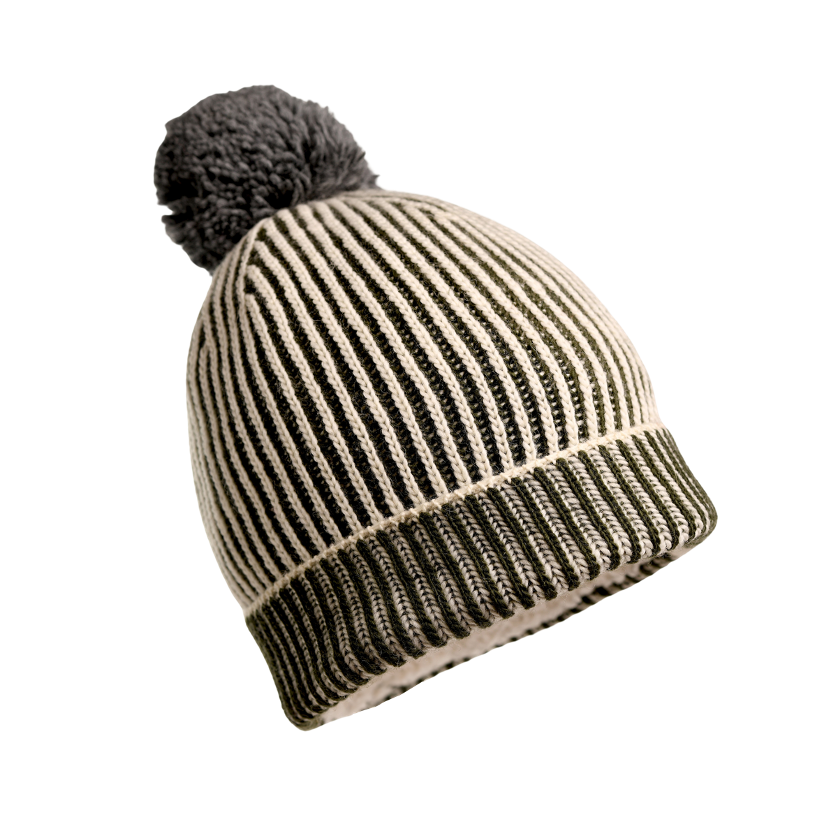 Nirvanna Designs Allen Stripe Hand-Knit Wool Beanie with Pom