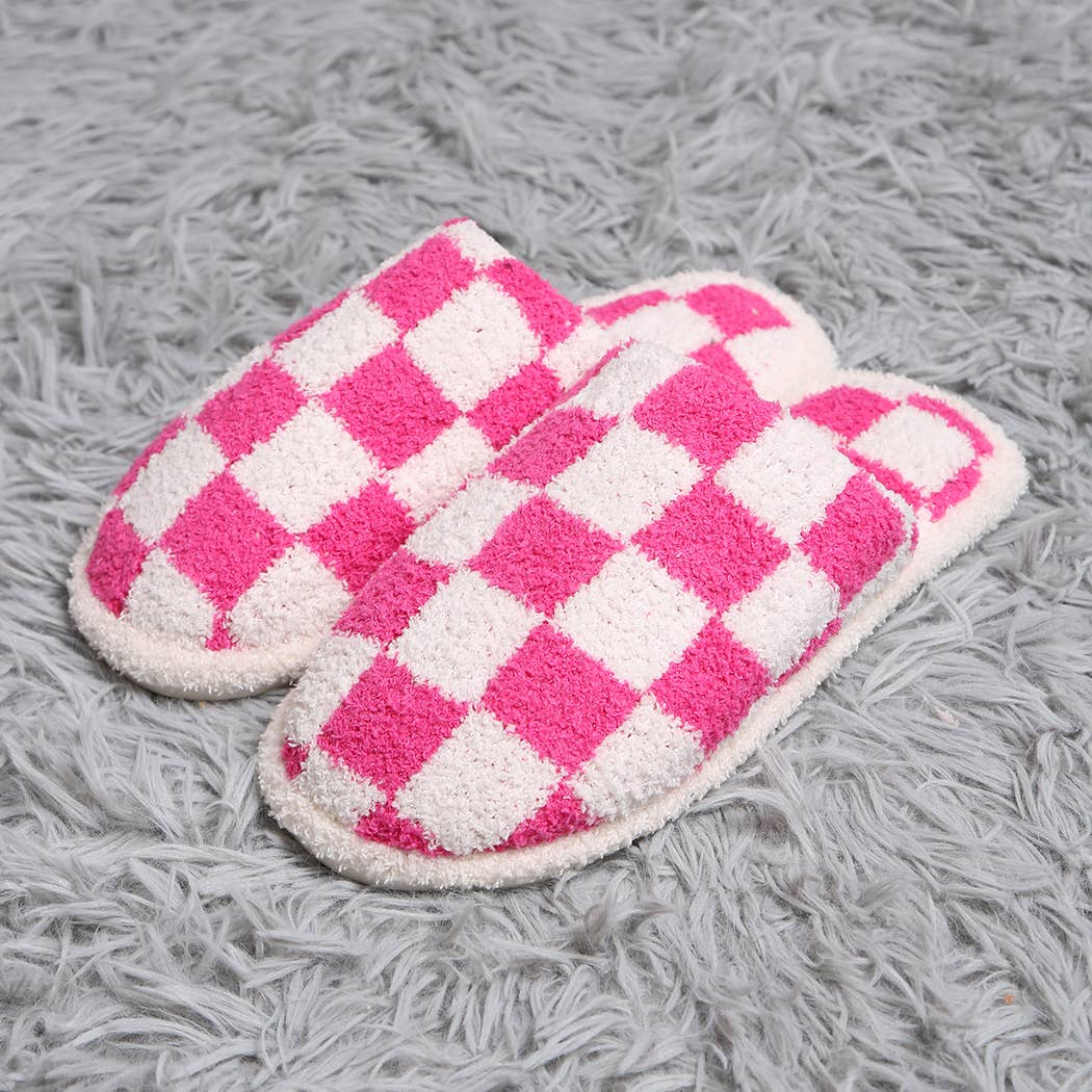 Fashion City Checkerboard Soft Microfiber Mule Slippers