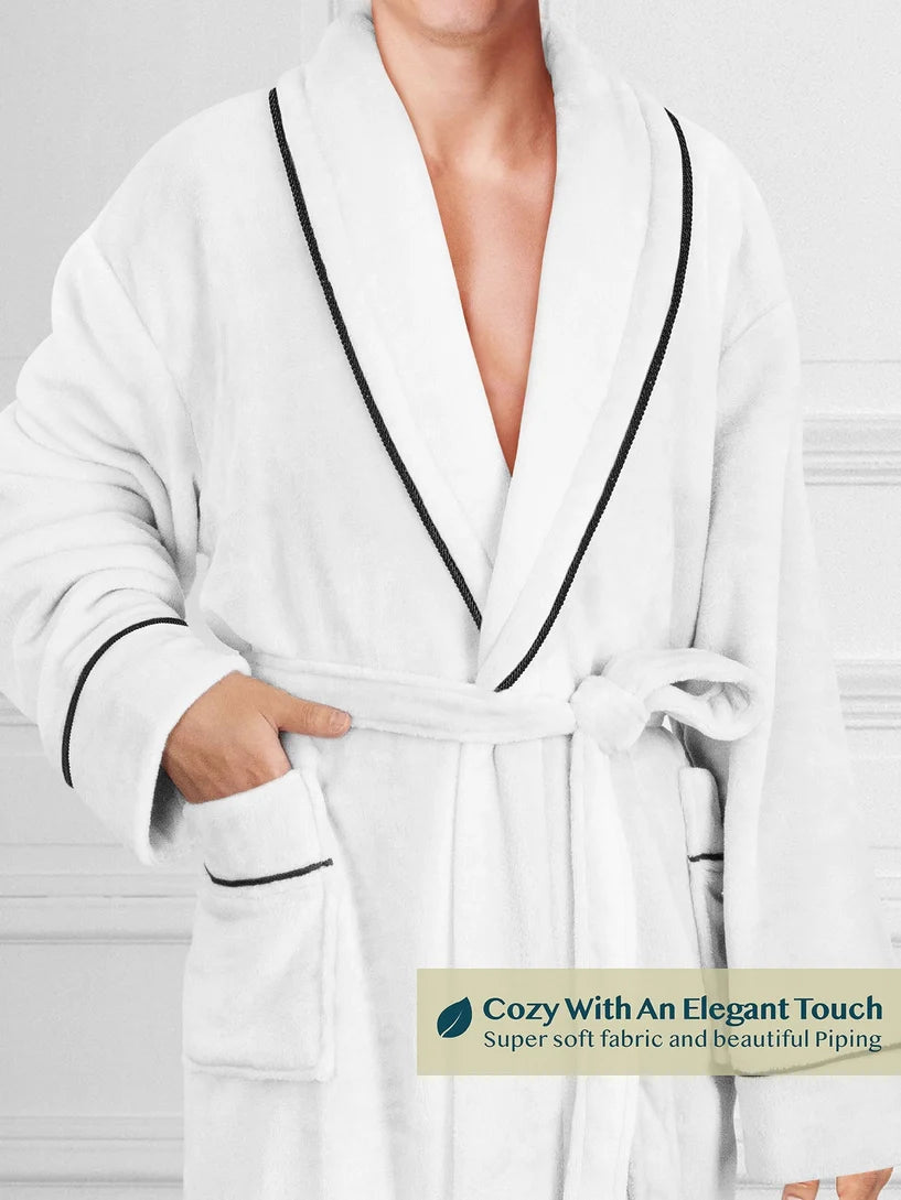 Pavilia Piping Fleece Men's Robe