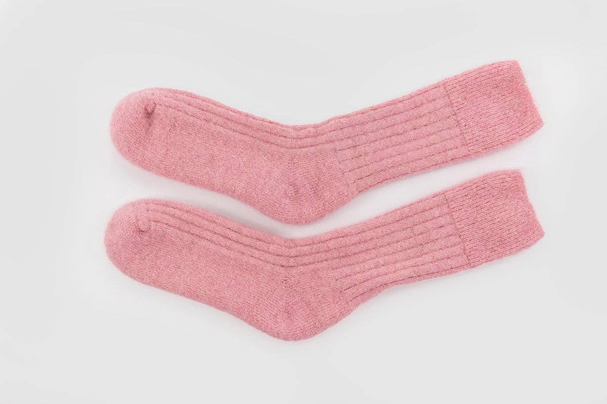 Pairs Scotland Ultra Soft Alpaca Wool Bed Socks / Sherbet Pink