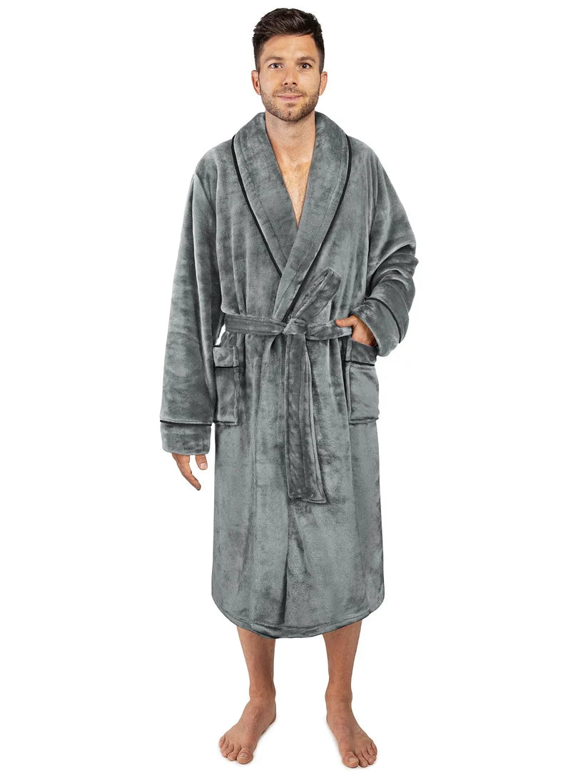 Pavilia Piping Fleece Men's Robe