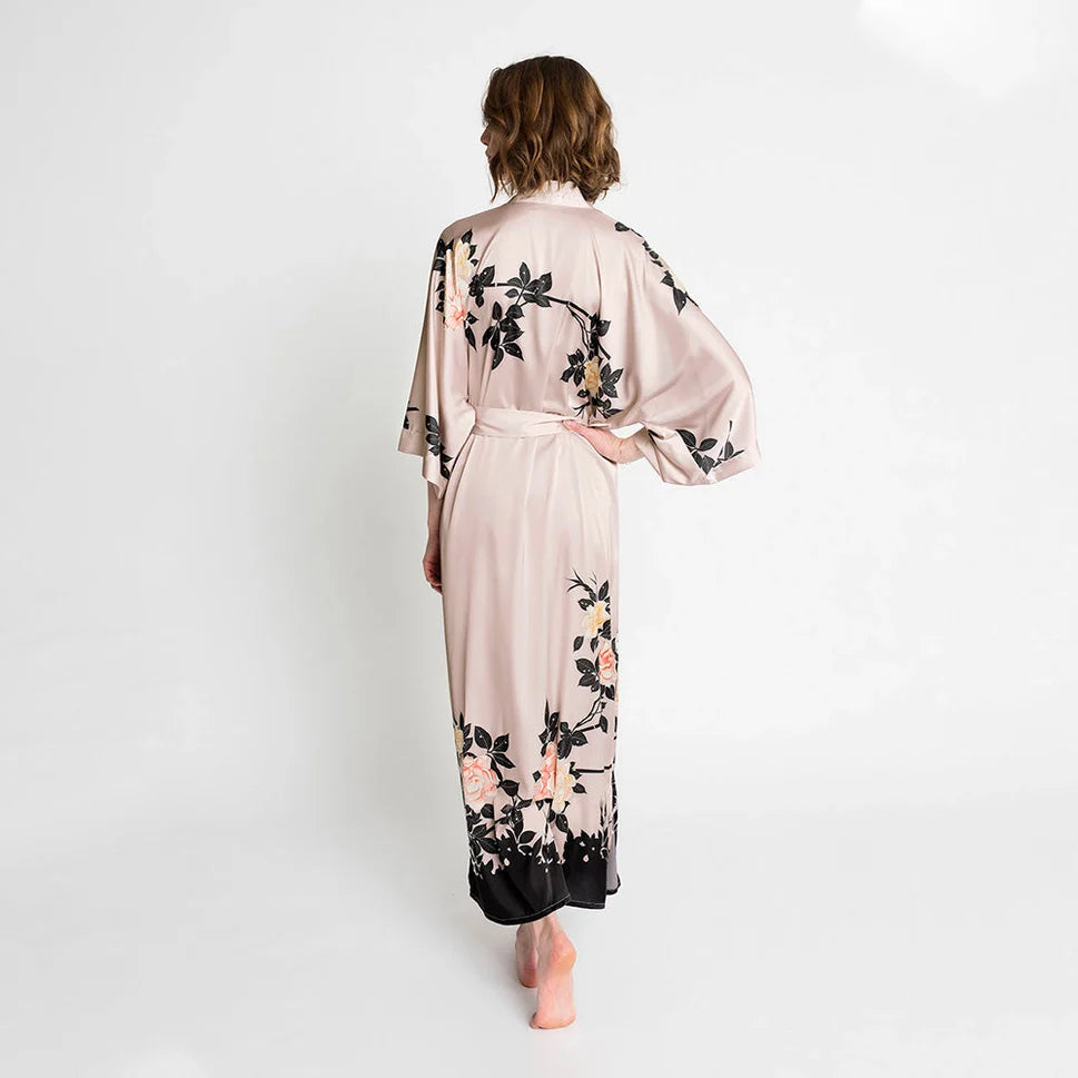 KIM+ONO Blush Rose Women's Long Kimono Robe