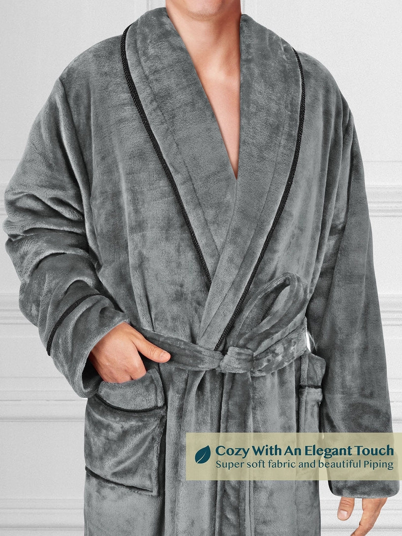 Pavilia Piping Fleece Men's Robe