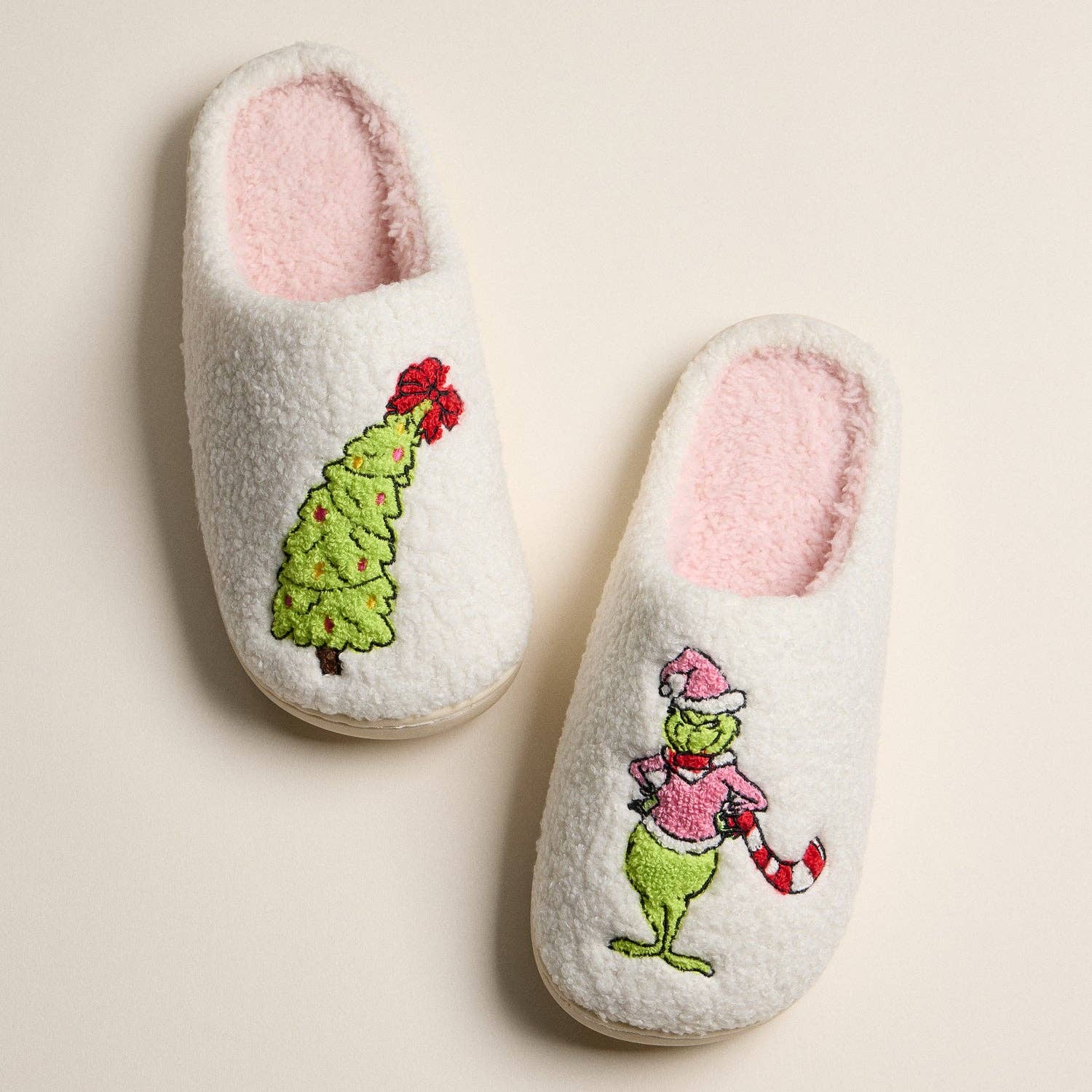 Frem Grinch & Christmas Tree Ultra-Soft Holiday Mule Slippers