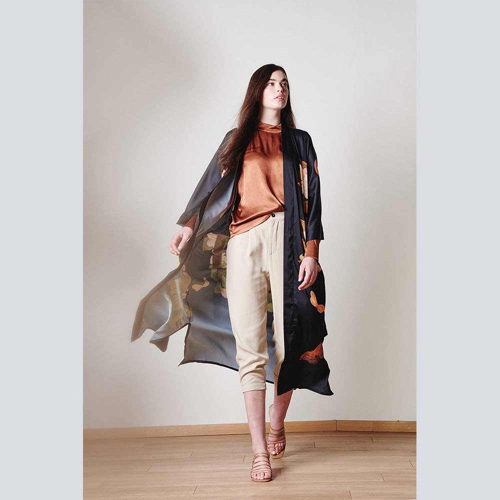 KIM+ONO Peony & Butterfly Women's Long Kimono Robe