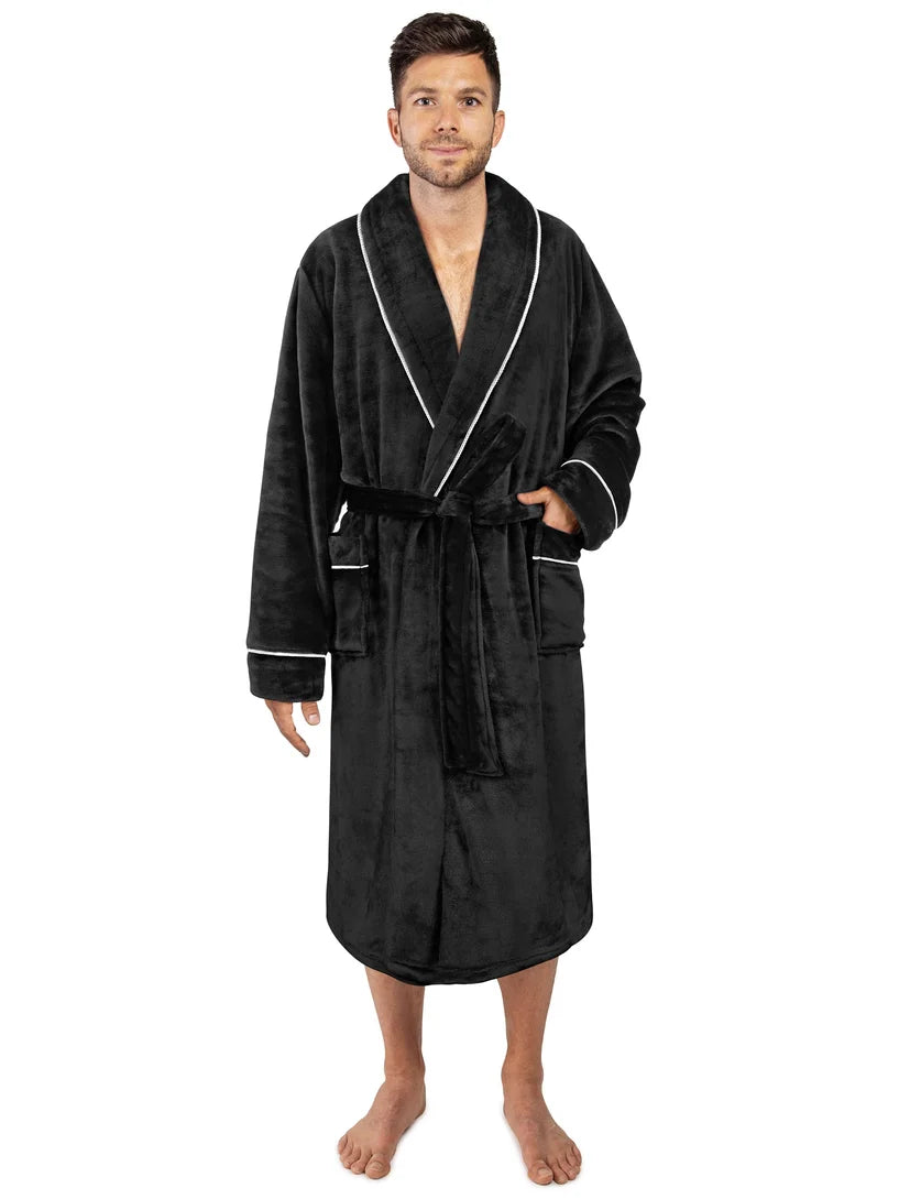 Pavilia Piping Fleece Men's Robe