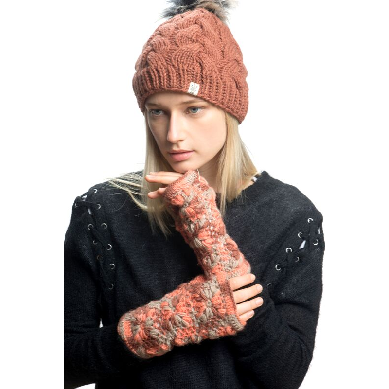Nirvanna Designs Boheme Cable Hand-Knit Wool Beanie with Faux Fur Pom