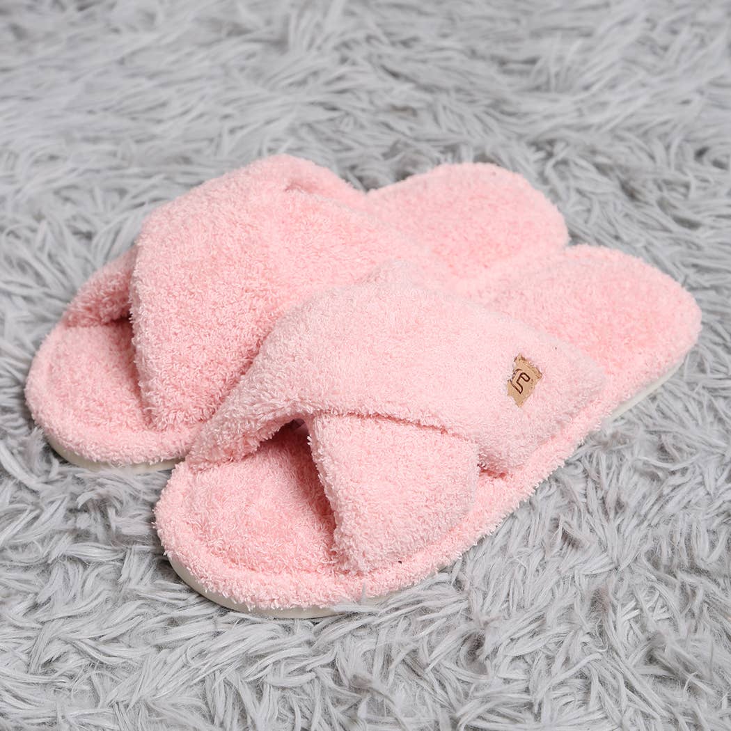Fashion City Criss Cross Soft Microfiber Slide Slippers
