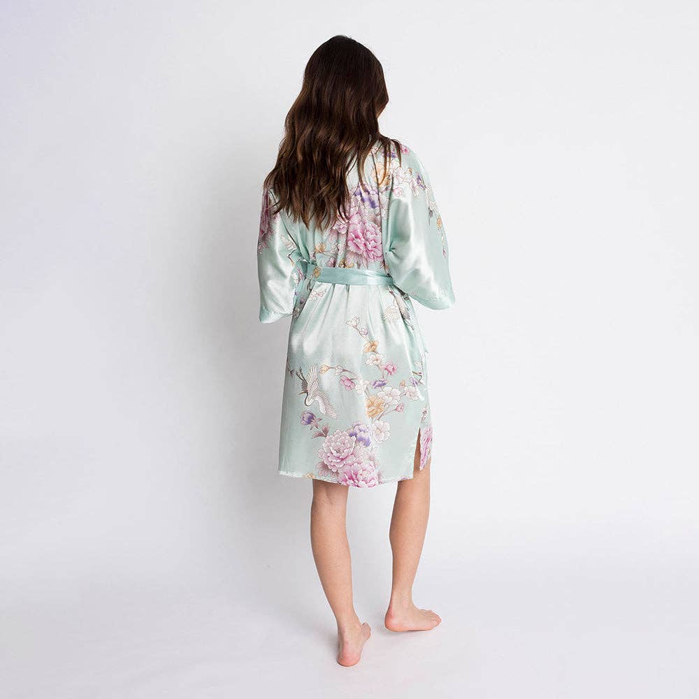 KIM+ONO Chrysanthemum & Crane Women's Short Kimono Robe