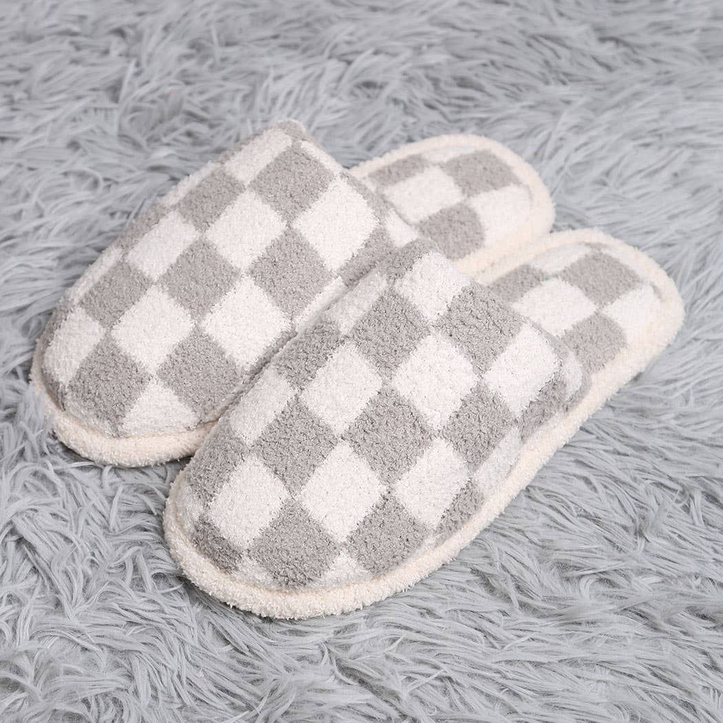 Fashion City Checkerboard Soft Microfiber Mule Slippers