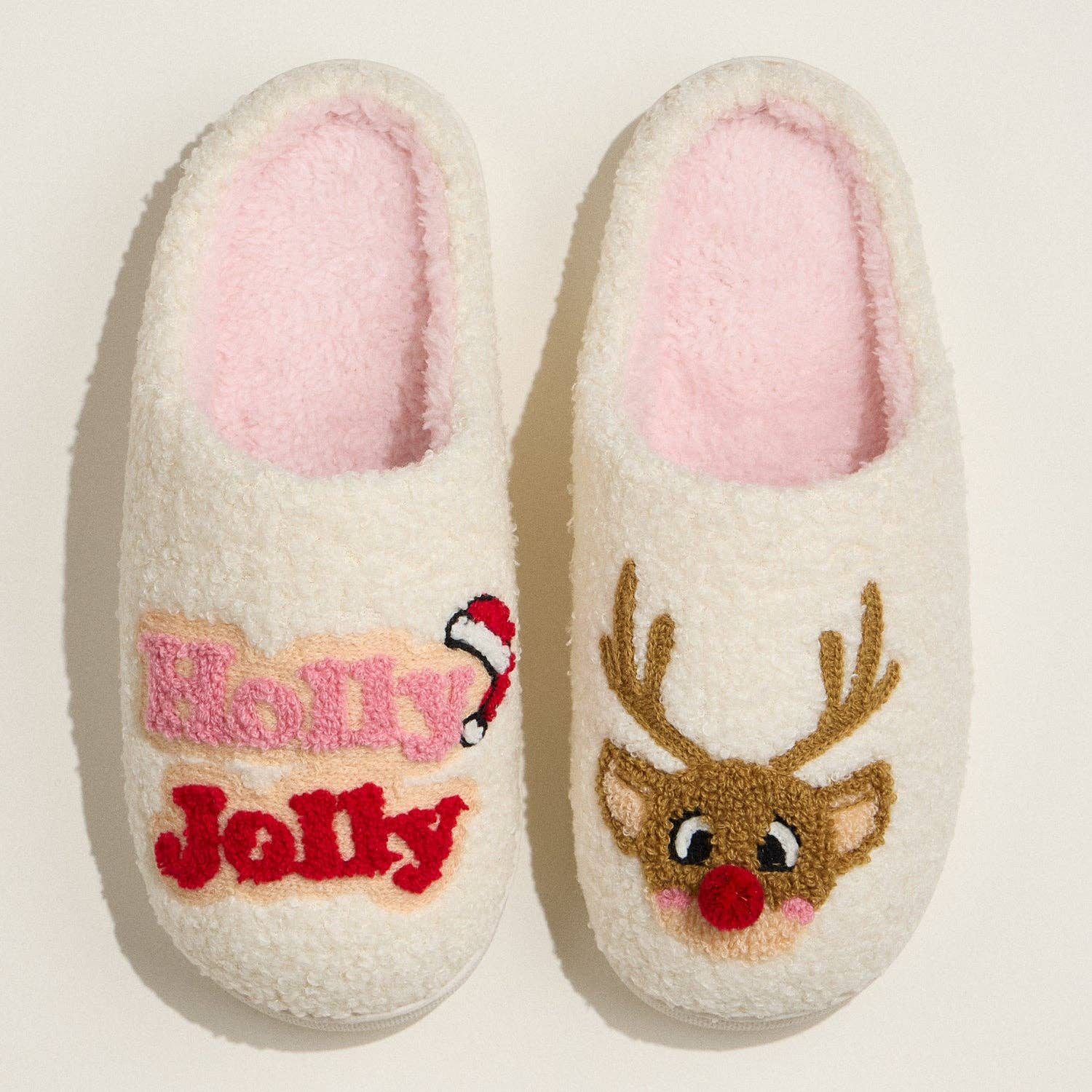 Frem Holly Jolly Reindeer Ultra-Soft Holiday Mule Slippers