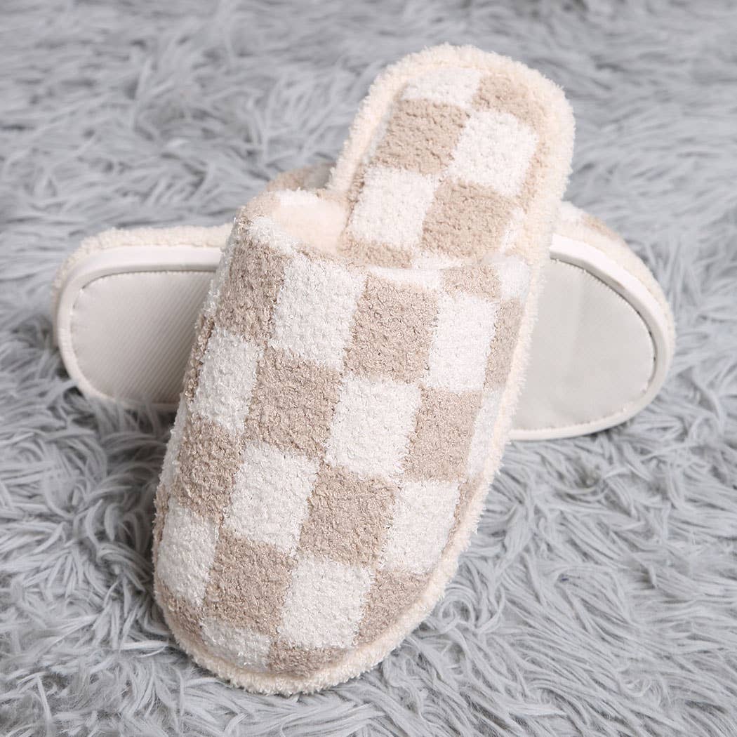 Fashion City Checkerboard Soft Microfiber Mule Slippers