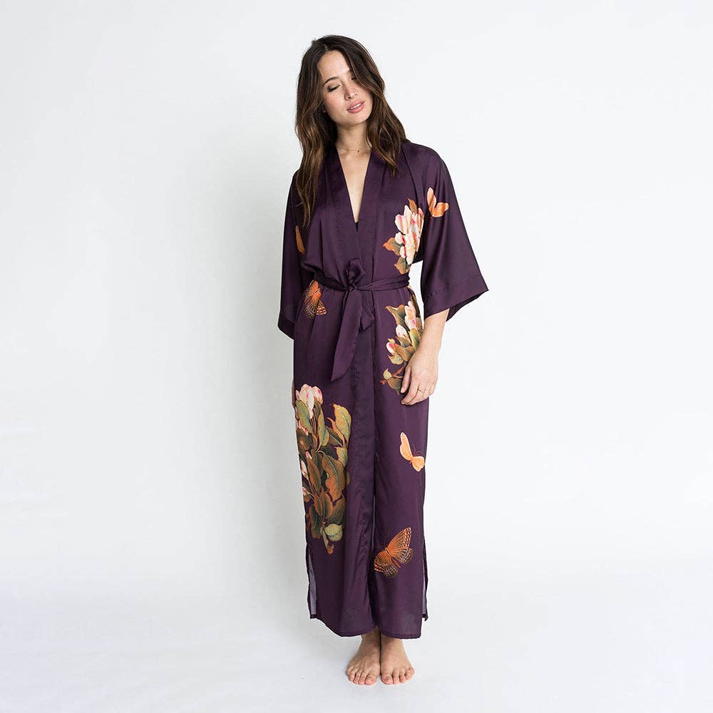 KIM+ONO Peony & Butterfly Women's Long Kimono Robe