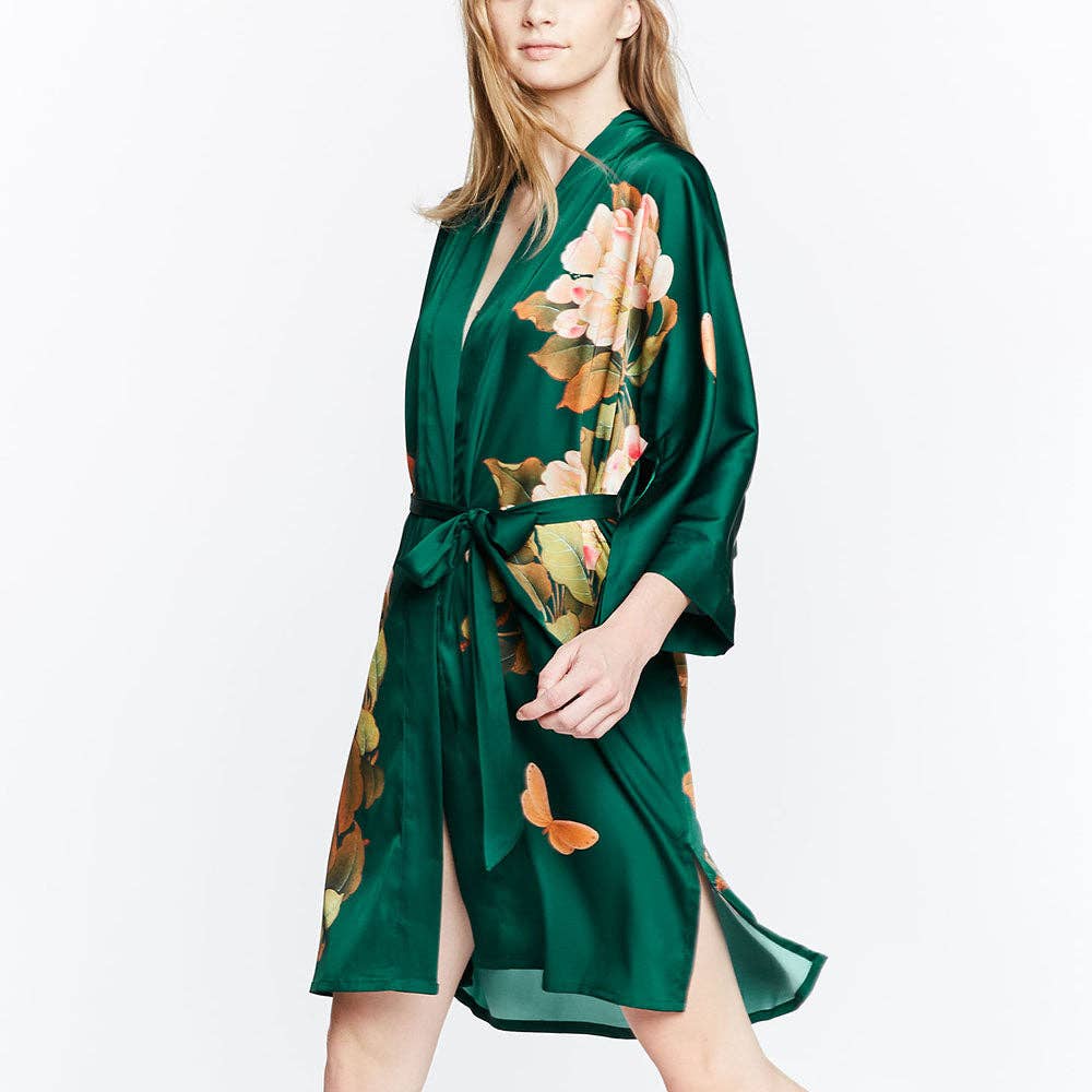 KIM+ONO Peony & Butterfly Women's Short Kimono Robe