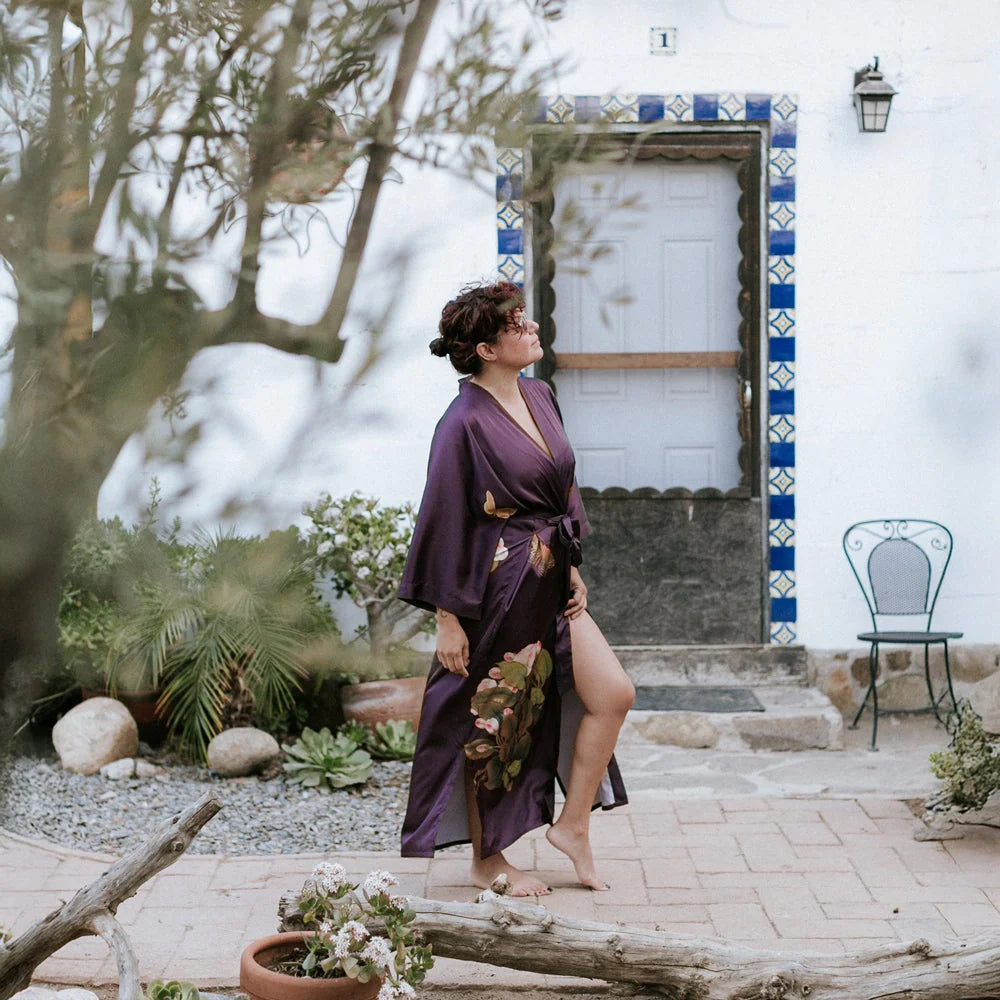 KIM+ONO Peony & Butterfly Women's Long Kimono Robe