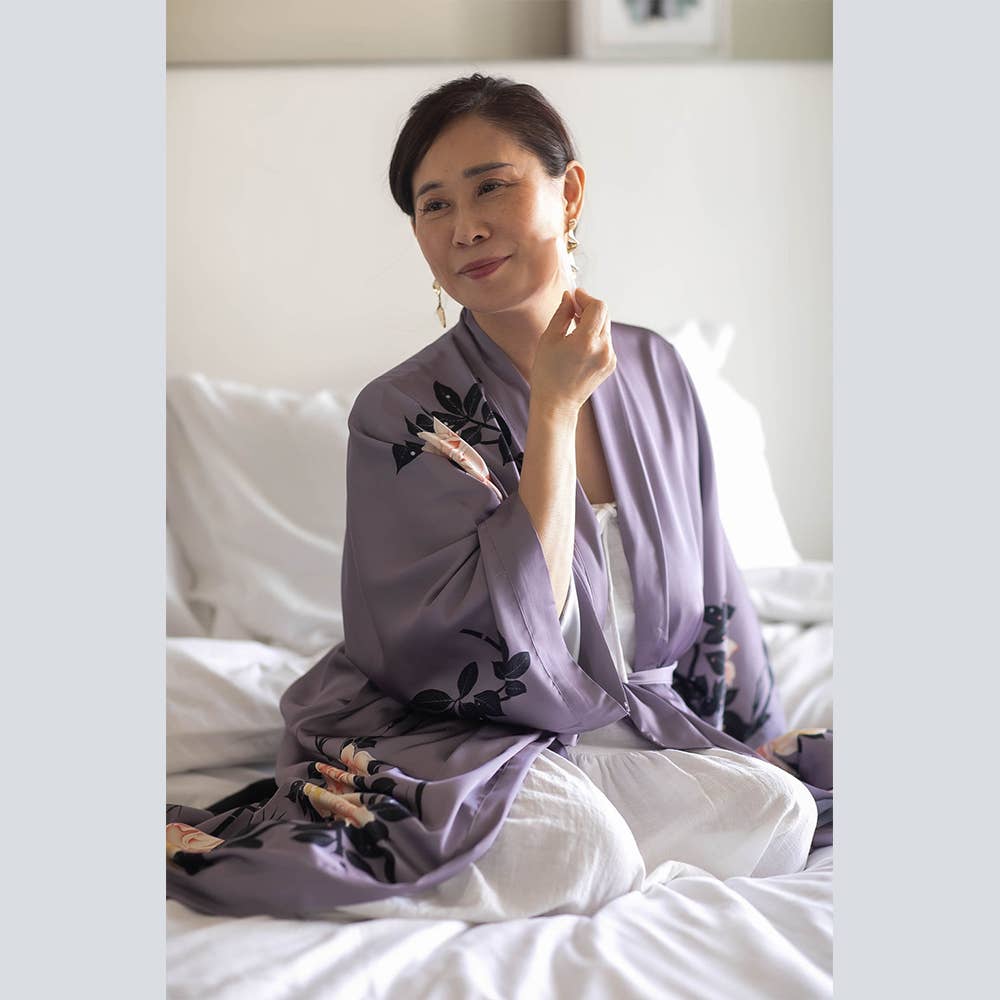 KIM+ONO Blush Rose Women's Long Kimono Robe