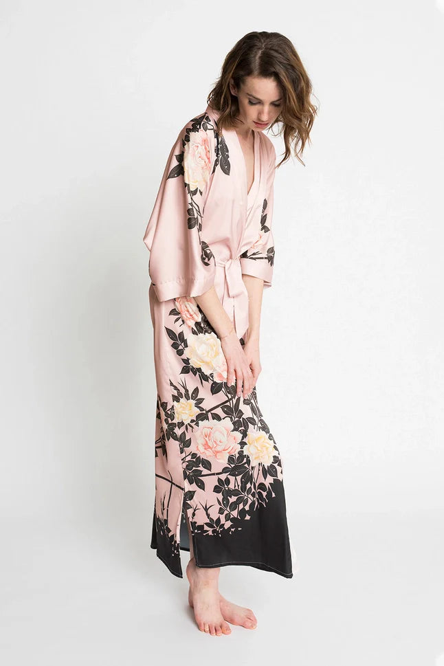 KIM+ONO Blush Rose Women's Long Kimono Robe