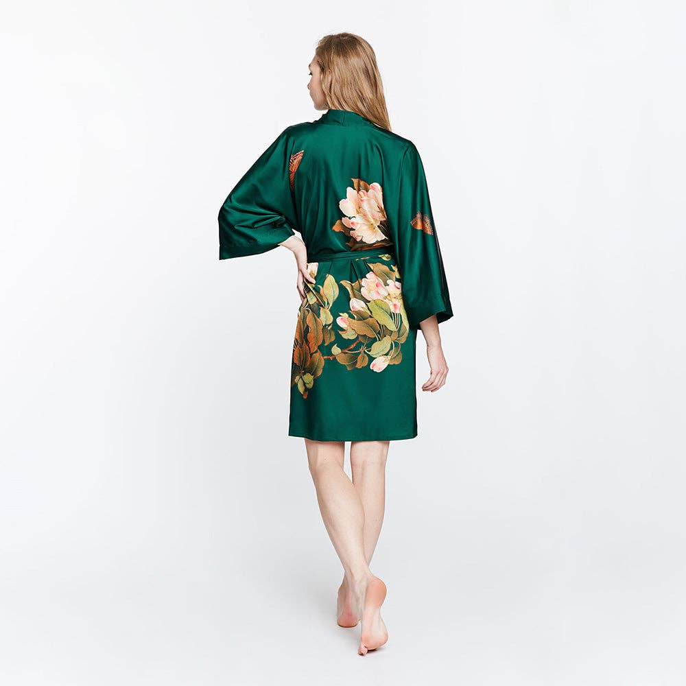 KIM+ONO Peony & Butterfly Women's Short Kimono Robe