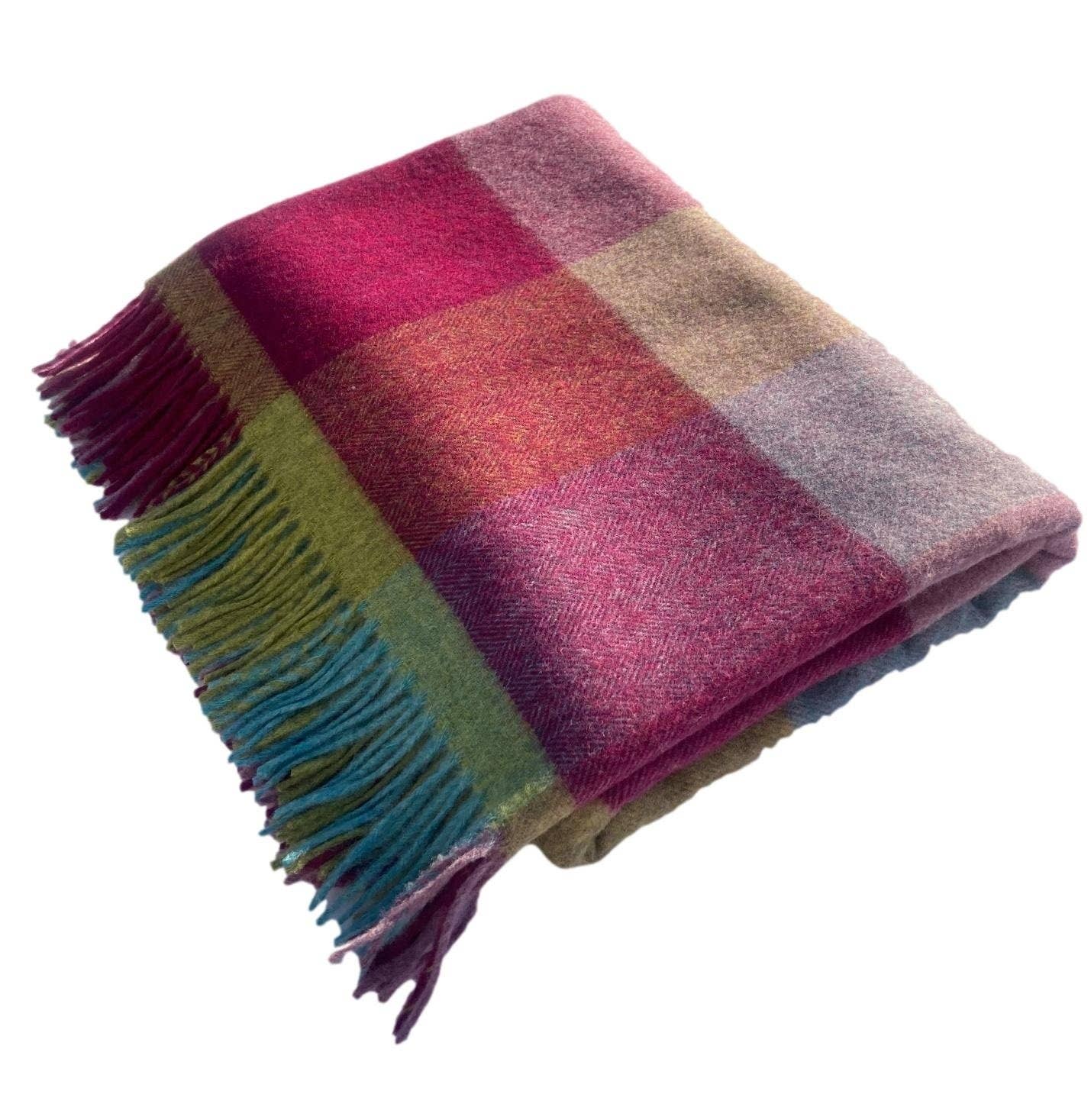 Bronte Moon Boston Block Check Merino Wool Throw Blanket