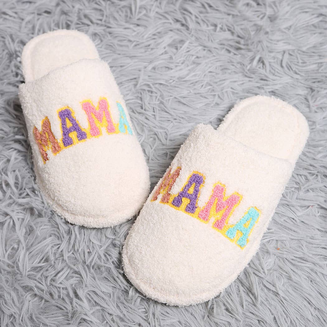 Fashion City Colorful MAMA Lettered Soft Microfiber Mule Slippers