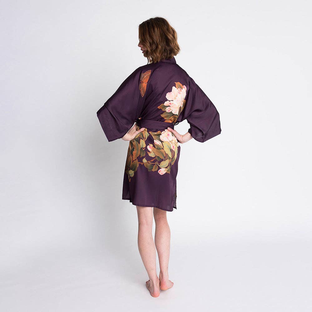 KIM+ONO Peony & Butterfly Women's Short Kimono Robe