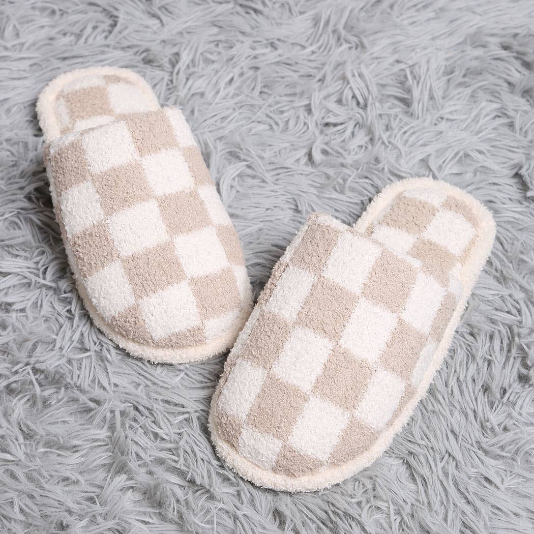 Fashion City Checkerboard Soft Microfiber Mule Slippers