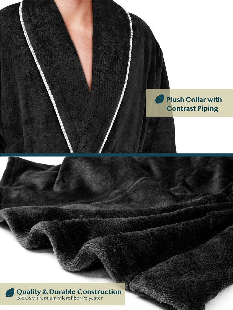 Pavilia Piping Fleece Men's Robe