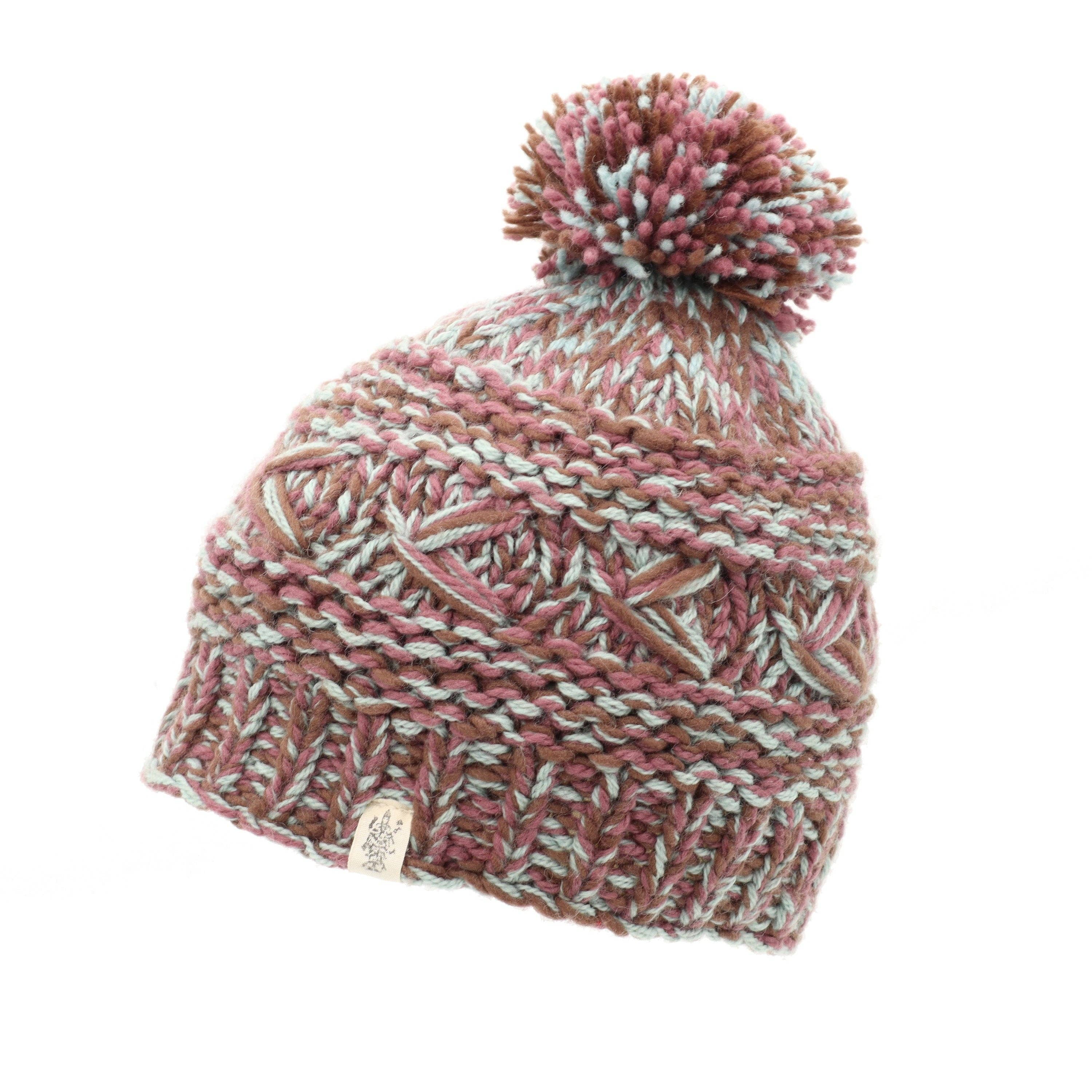 Nirvanna Designs Reverse Cross Hand-Knit Wool Beanie with Pom