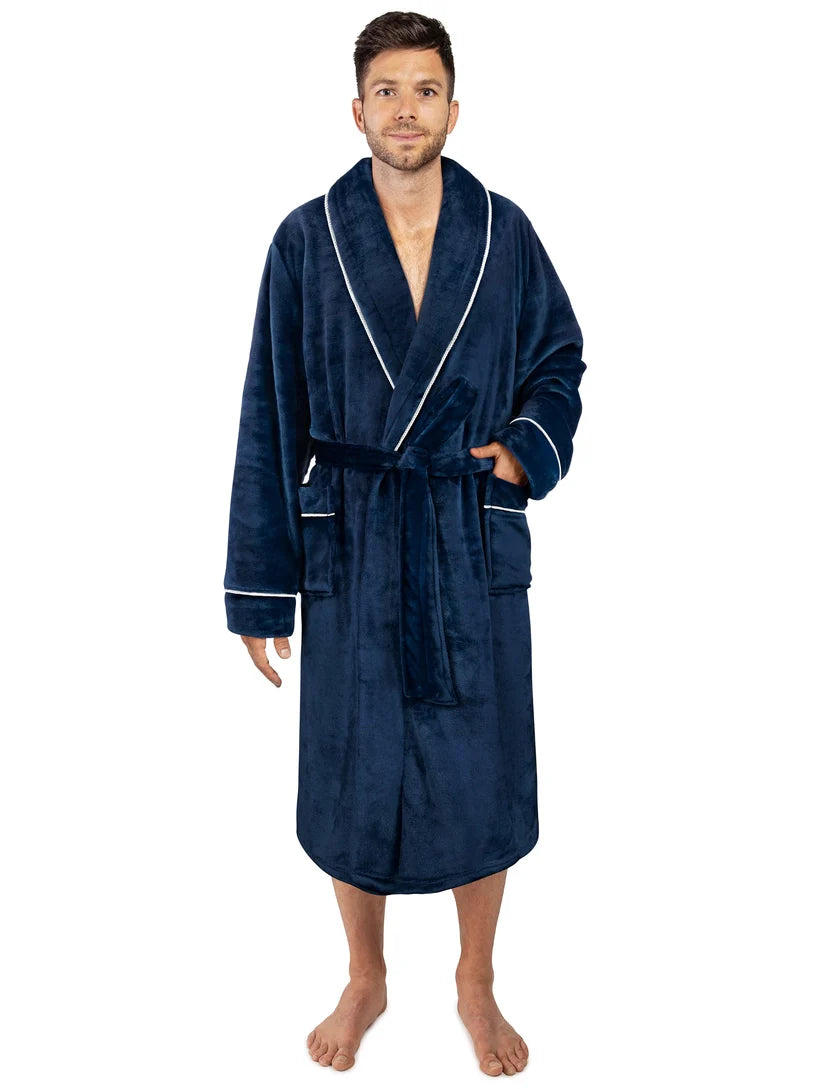 Pavilia Piping Fleece Men's Robe