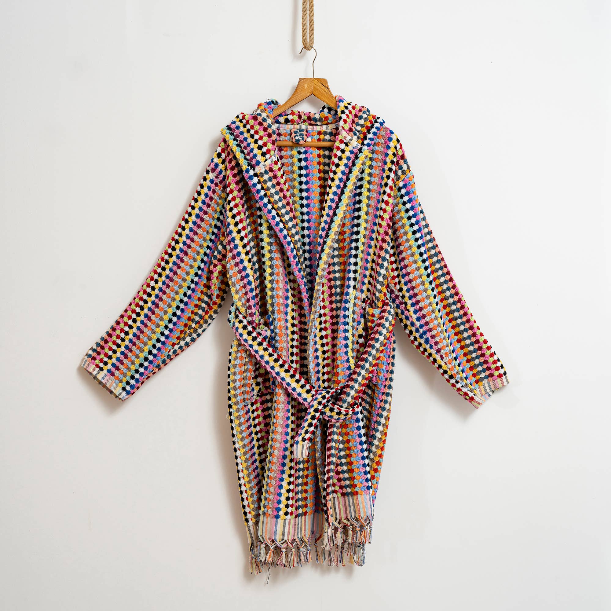 Kikoya Hand Loomed Women's Turkish Cotton Robe / Rainbow Tones
