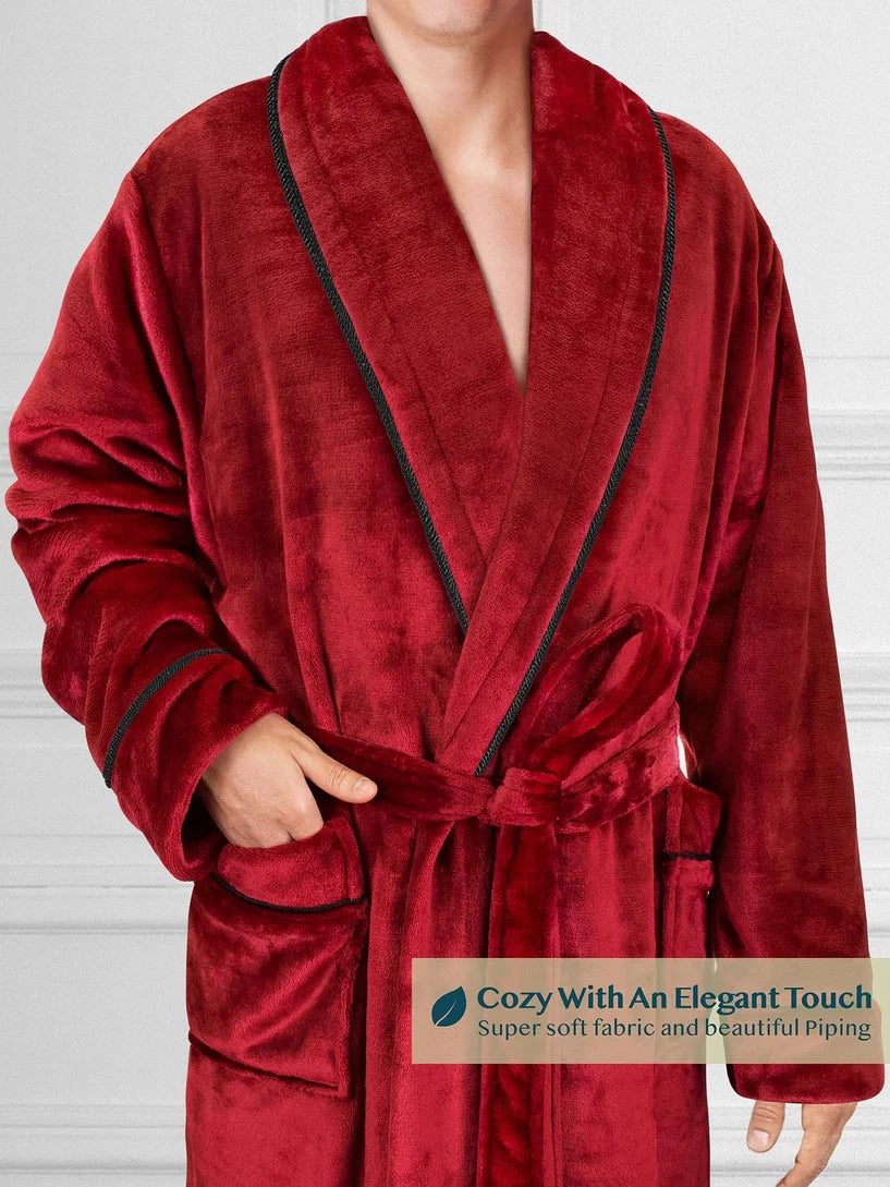 Pavilia Piping Fleece Men's Robe