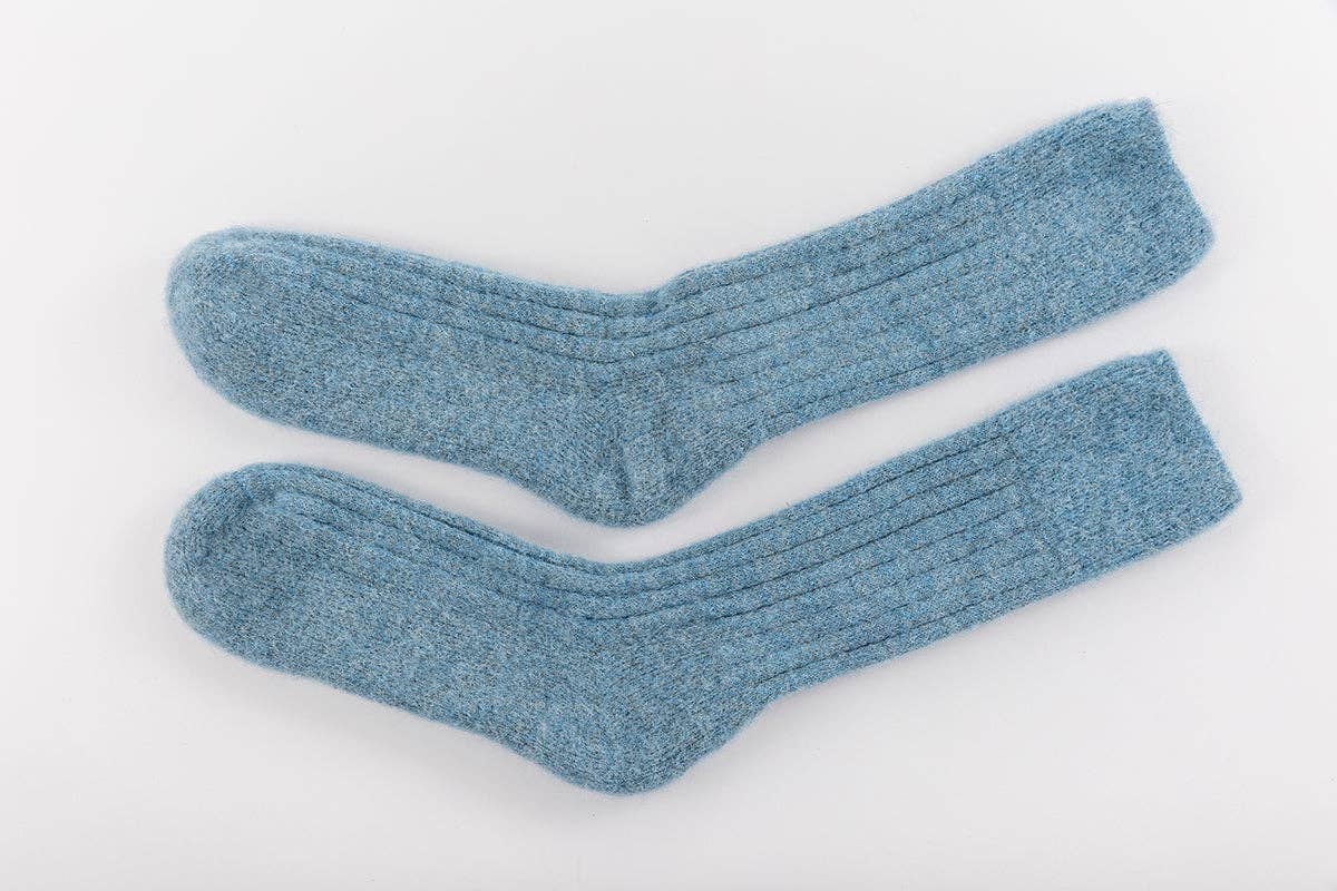 Pairs Scotland Ultra Soft Alpaca Wool Bed Socks / Denim Blue