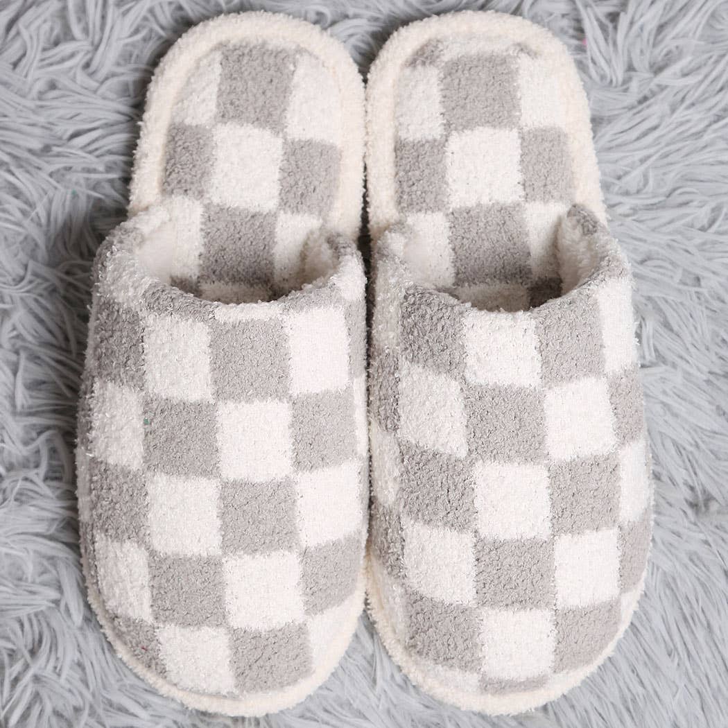Fashion City Checkerboard Soft Microfiber Mule Slippers