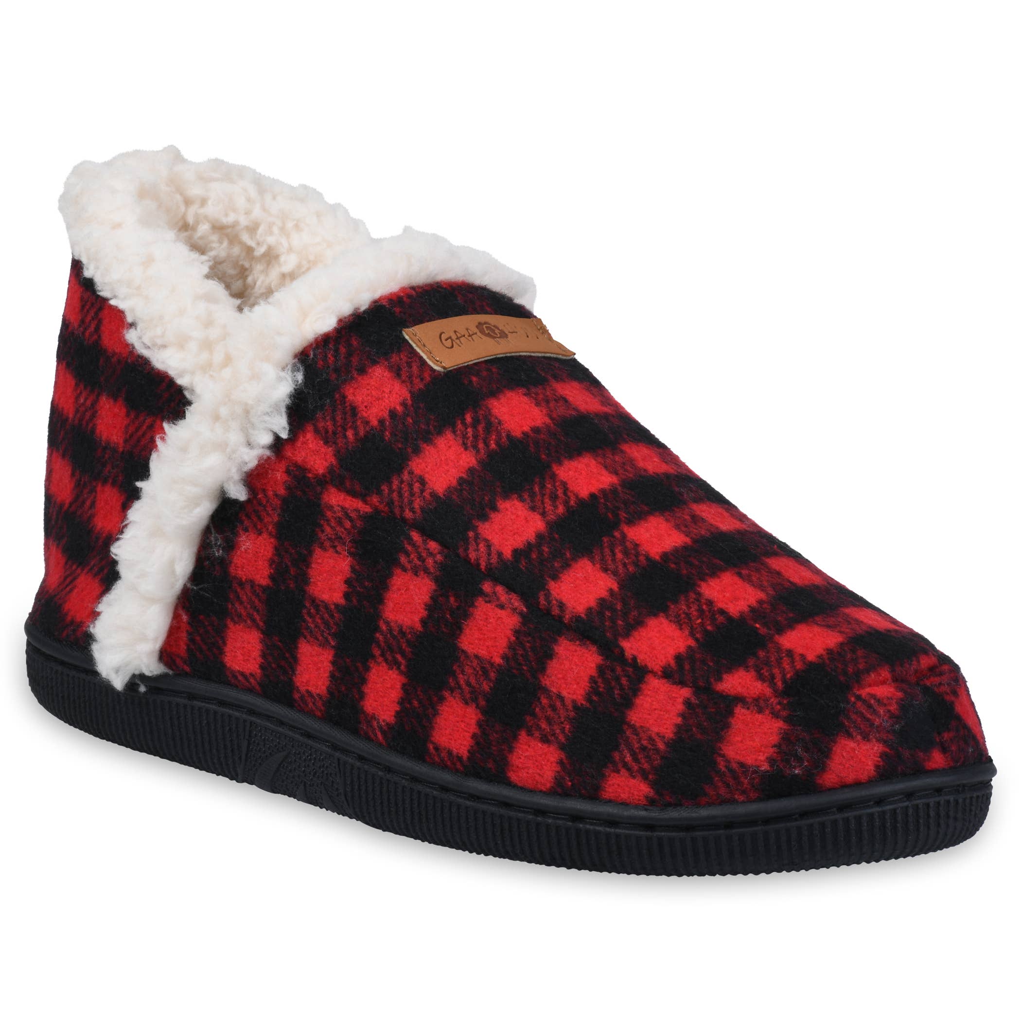 gaahuu Buffalo Plaid & Faux Shearling Memory Foam Slipper Boots