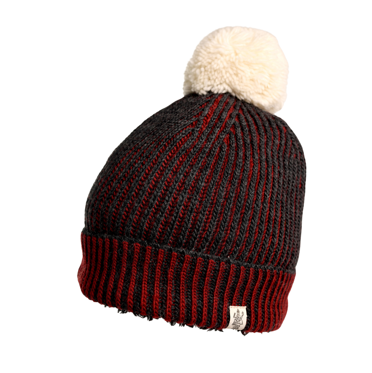 Nirvanna Designs Allen Stripe Hand-Knit Wool Beanie with Pom