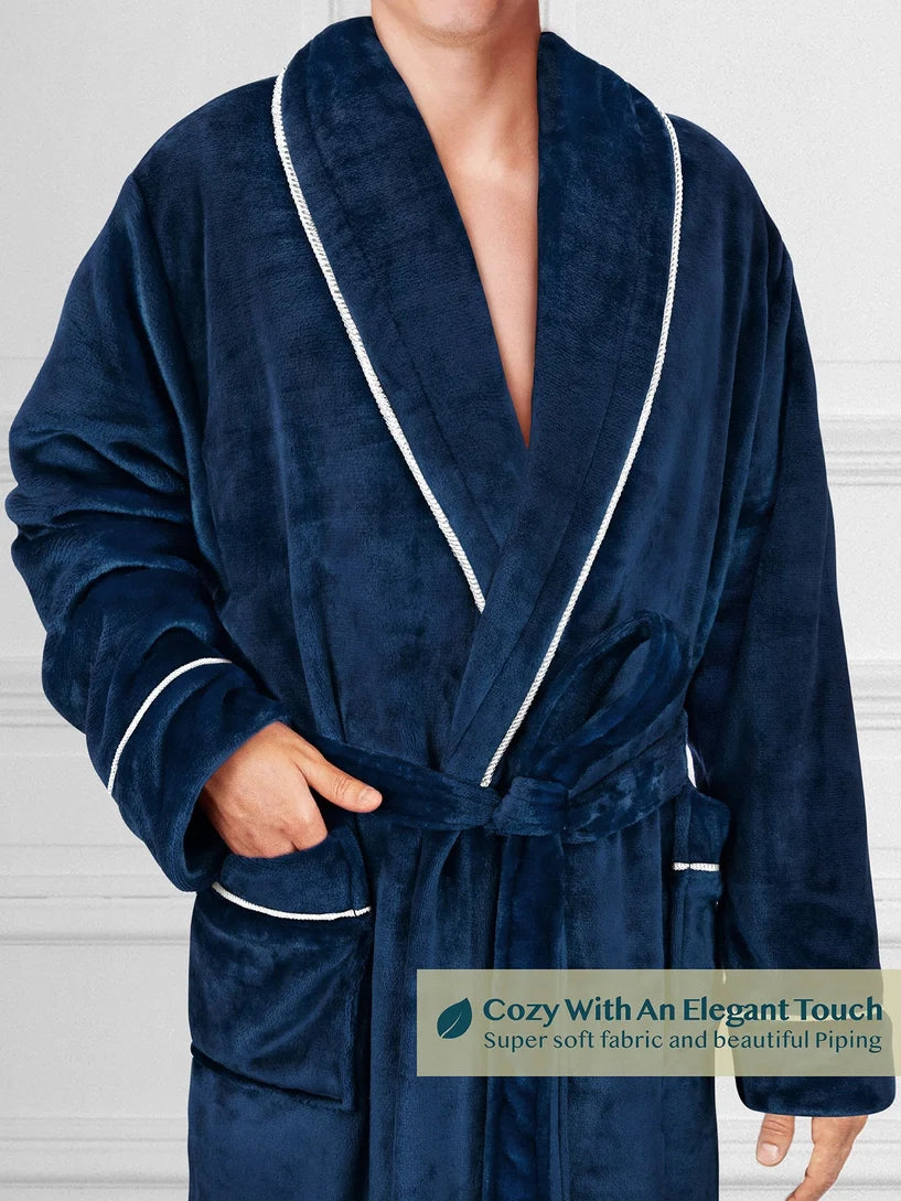 Pavilia Piping Fleece Men's Robe